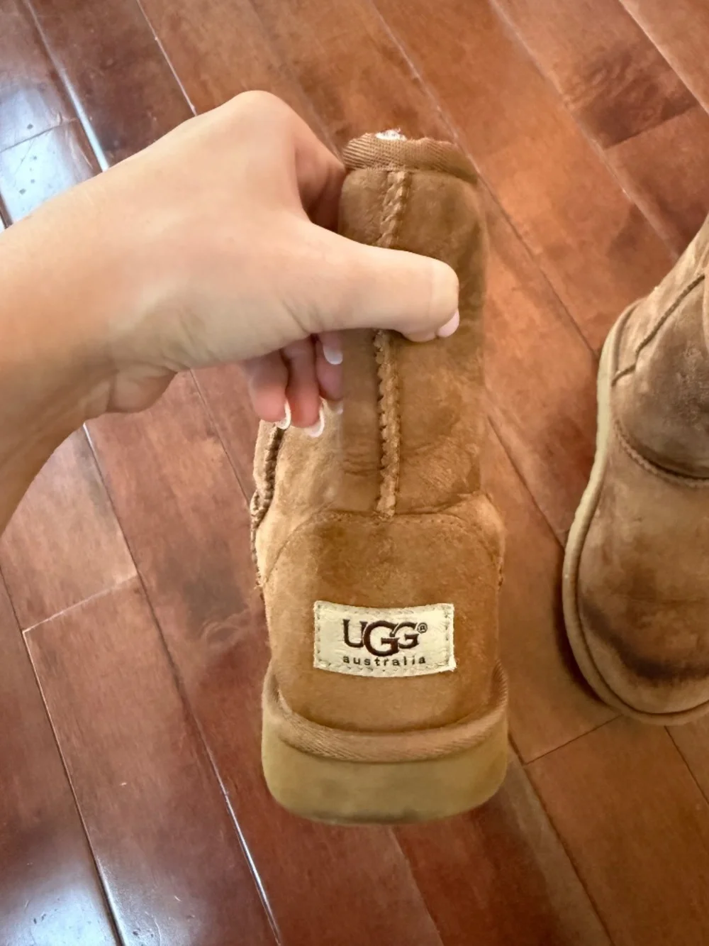 UGG Classic Short Brown Suede Shearling Boots, size 4